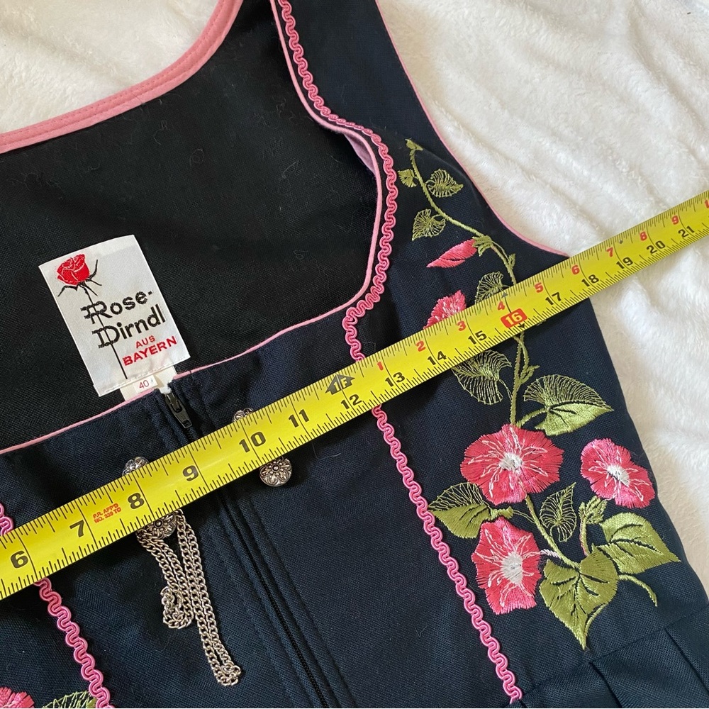 VTG Rose Dirndl Womens Sz 40 German Folk Dress Oktoberfest Embroidered Floral - Picture 11 of 15